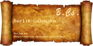 Berlik Csinszka névjegykártya
